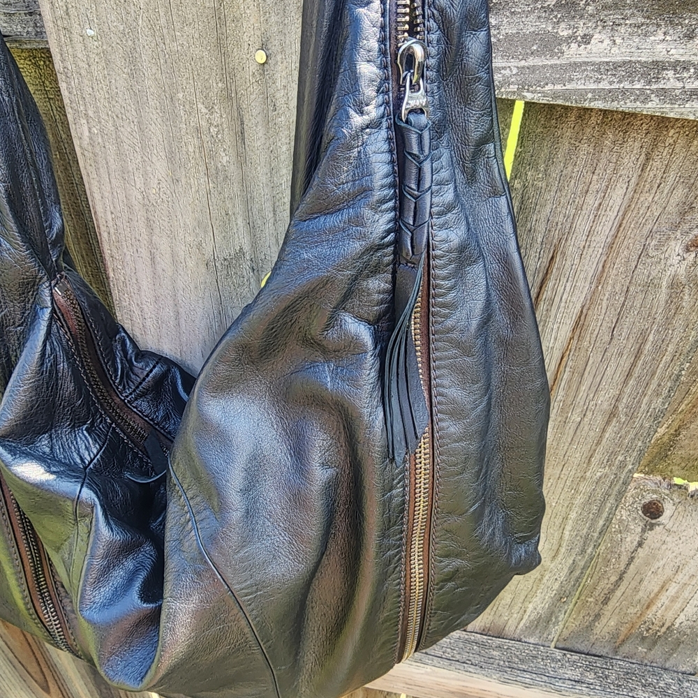 OrYany Leather Y2K Hobo Shoulder Slouchy Satchel Zip Pocket Bag Purse in Black - Picture 6 of 17